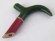 Appraisal: A Tau shaped nephrite cane handle with silver seed pearl