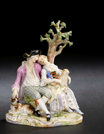 Appraisal: Meissen Porcelain Bocage Figure Group of an th-Century Galants Courting