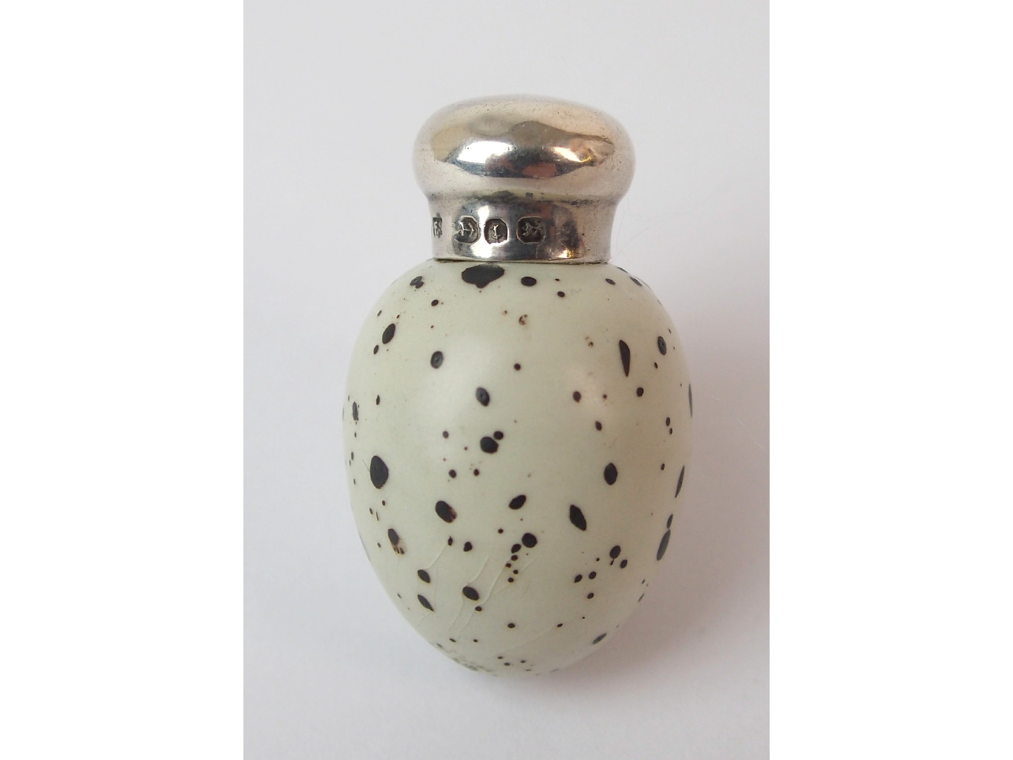 Appraisal: A Victorian silver topped porcelain 'Birds Egg' scent bottlemaker's mark