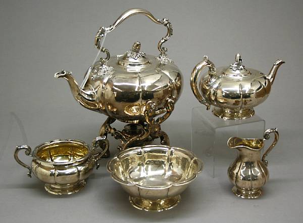 Appraisal: A Victorian silver five piece tea setJohn Samuel Hunt Hunt