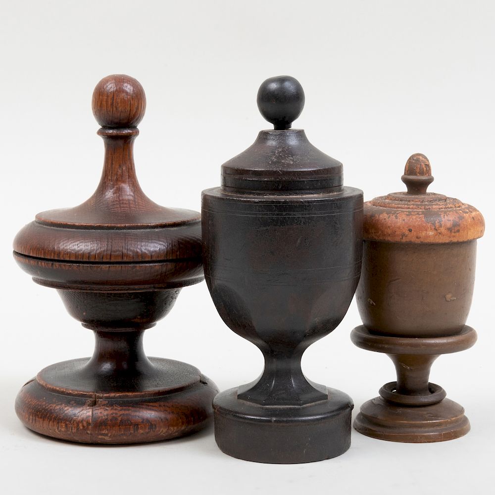 Appraisal: Group of Three Treen Finials The largest in high Property