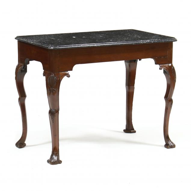 Appraisal: GEORGE II MAHOGANY MARBLE TOP SLAB TABLE Mid th century