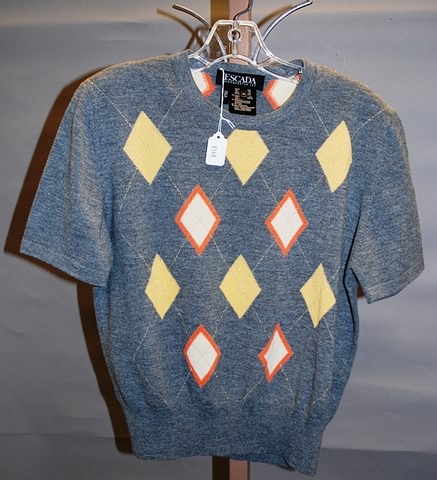 Appraisal: Escada gray argyle print new wool cashmere angora other fibers