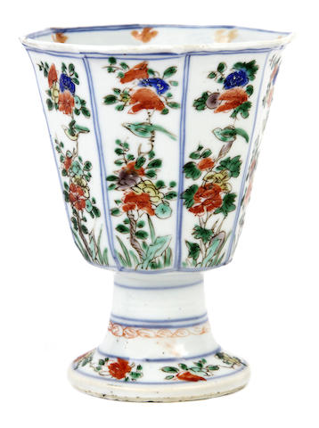 Appraisal: A Chinese famille verte wine goblet Kangxi Of tapered octagonal