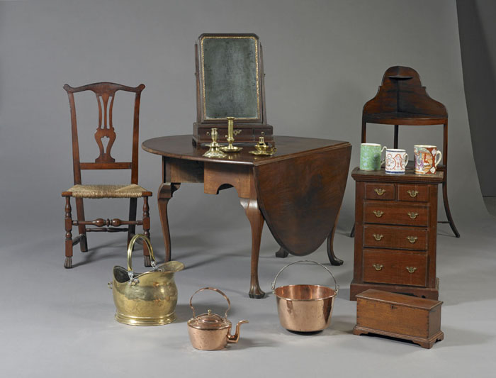 Appraisal: GEORGE III MAHOGANY AND PARCEL-GILT DRESSING MIRROR The rectangular mirror