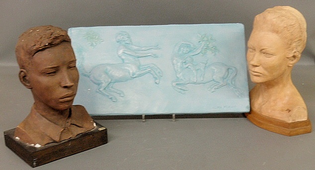 Appraisal: - Three plaster works by Alma Dea Morani- relief plaque