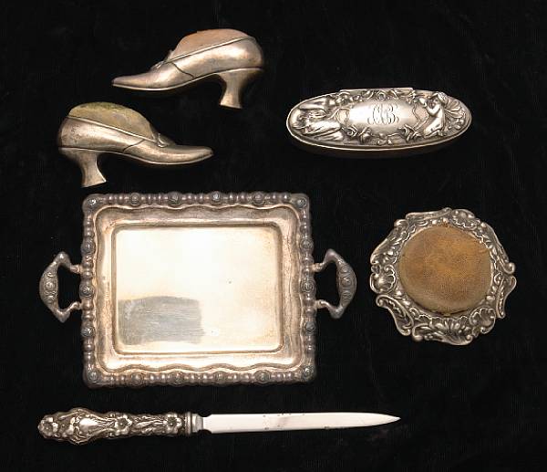 Appraisal: A group of sterling desk and dressing table items Comprising