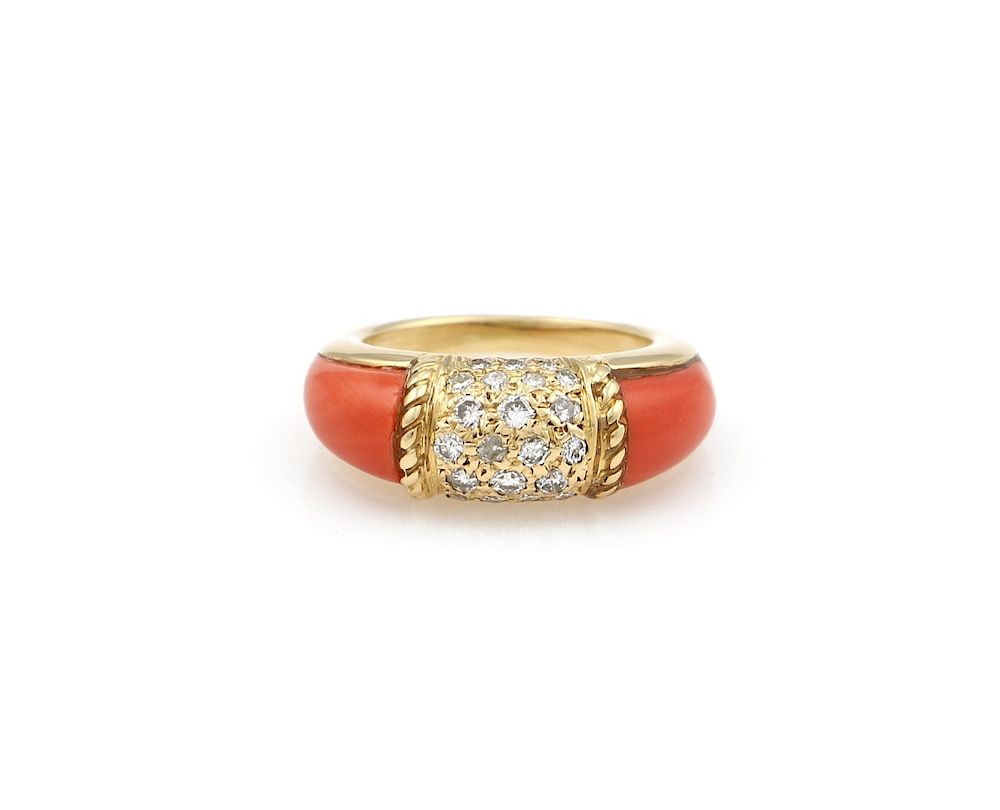 Appraisal: Van Cleef Arpels K YG Diamond Coral Band Van Cleef