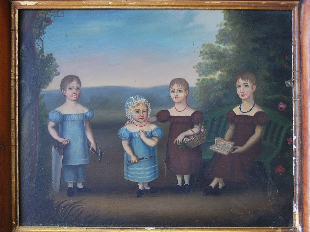 Appraisal: th century Continental school - Family group oil on copper