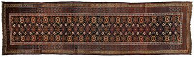 Appraisal: Caucasian long rug symmetrically arranged rows of flowers central panel