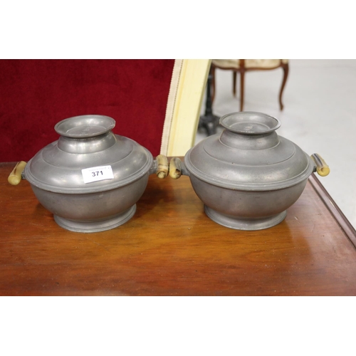 Appraisal: Pair of pewter lidded tureens John Somers each approx cm