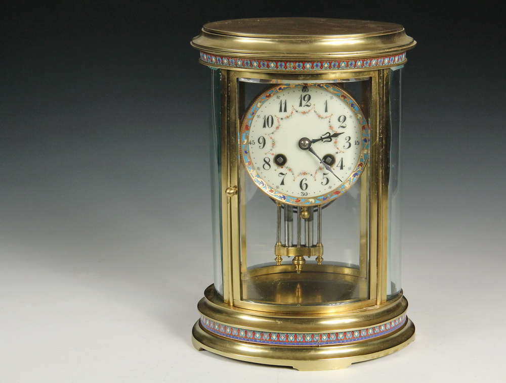 Appraisal: FRENCH CRYSTAL REGULATOR - Oval Brass Cased Clock with bands