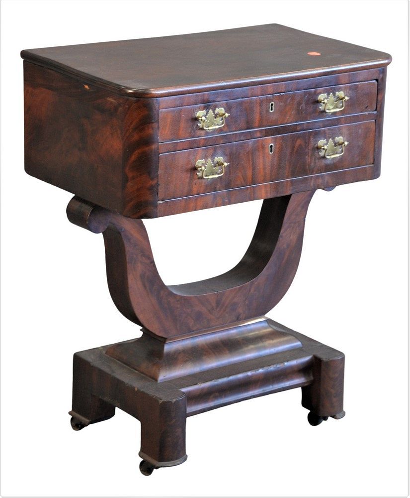 Appraisal: Empire Stand having two drawers over u-shaped base ending in