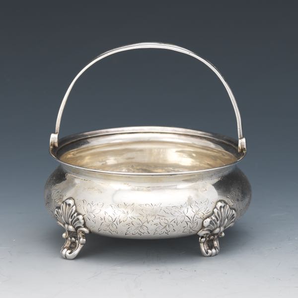 Appraisal: ALEXANDER II RUSSIAN SILVER SUGAR BASKET CA x Russian zolotniki