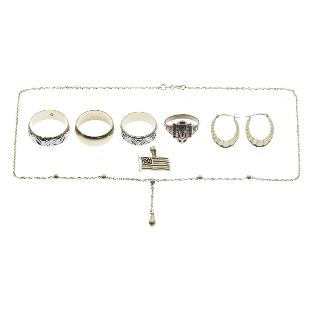 Appraisal: K WHITE AND YELLOW GOLD JEWELRY ASSORTMENT items including a