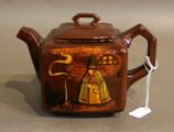 Appraisal: A Royal Doulton Kingsware square form teapot circa with a