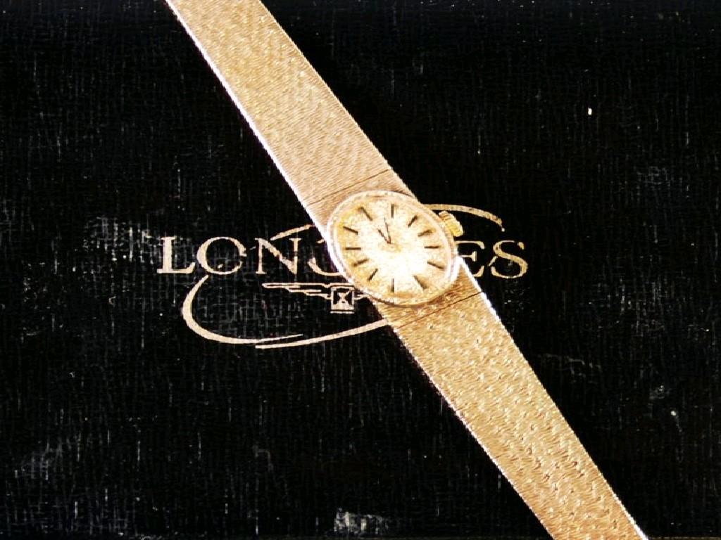 Appraisal: A ct GOLD CASED LONGINES LADY'S WRIST WATCH on integral