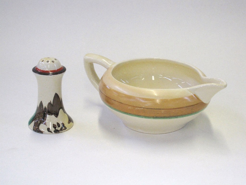 Appraisal: Clarice Cliff pepper pot and a Clarice Cliff sauceboat