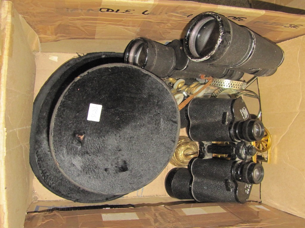 Appraisal: Lot comprising binoculars opera glasses and a top hat