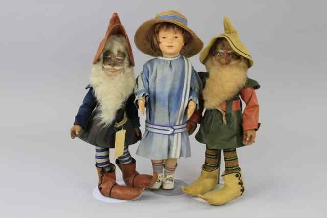 Appraisal: LOT OF THREE WOODEN DOLLS Lot consists of antique Schoenhut