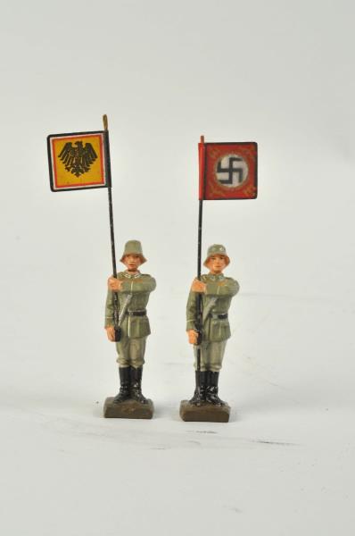 Appraisal: Lot of Lineol German Army Standing Bearers Repainted Two different