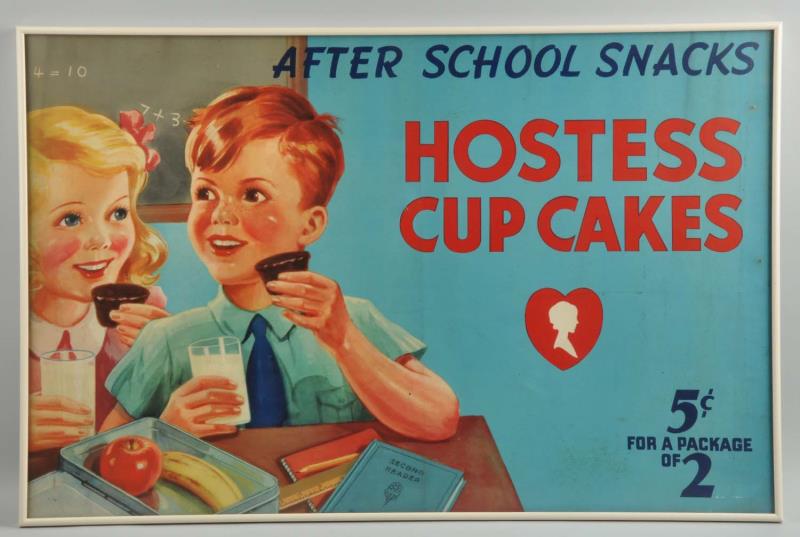 Appraisal: Hostess Cup Cakes Cardboard Sign This sign has minor soiling