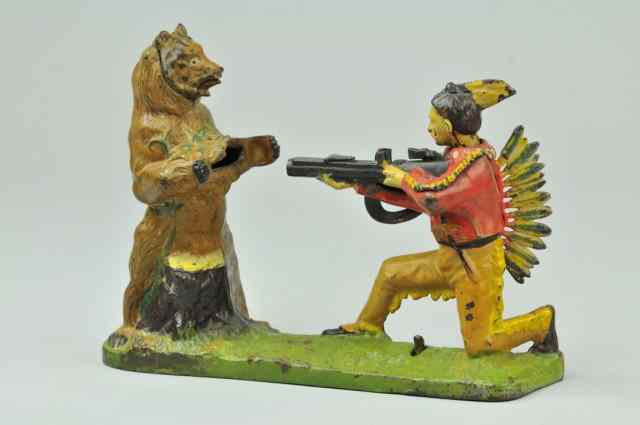 Appraisal: INDIAN SHOOTING BEAR MECHANICAL BANK J E Stevens Co designed