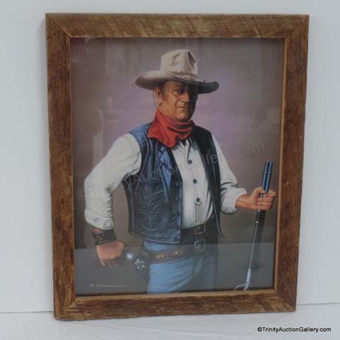 Appraisal: A Sutherland John Wayne Print Barnwood Framed A very nice