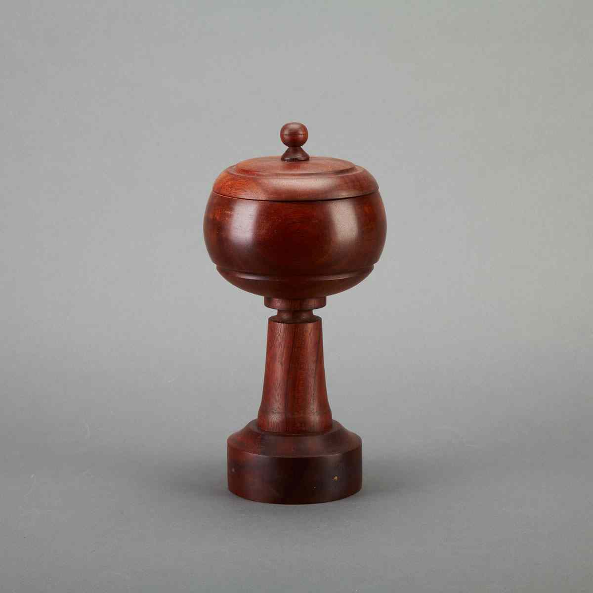 Appraisal: English Turned Mahogany Pill Silverer th th century height cm