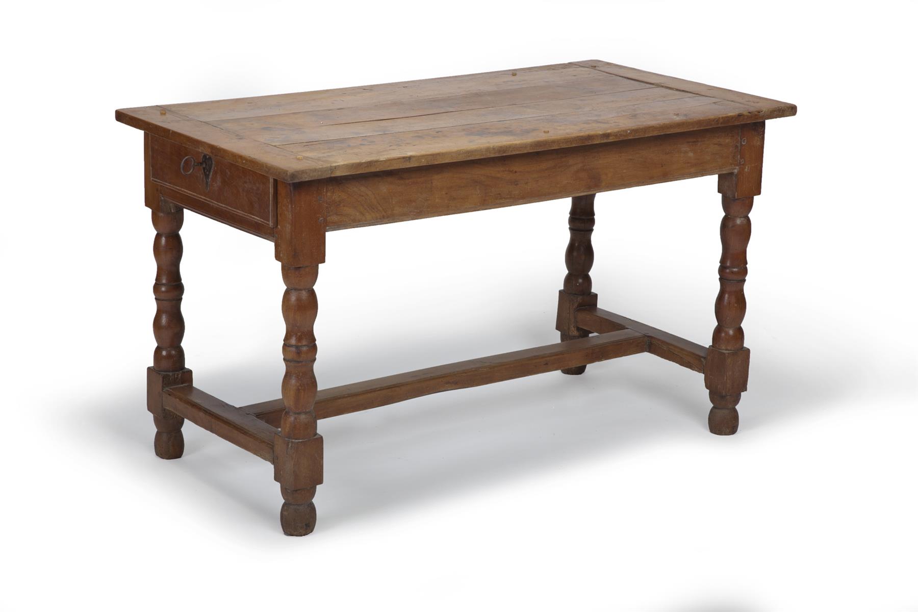 Appraisal: CONTINENTAL TABLE Nineteenth century maple and pine Stretcher base table