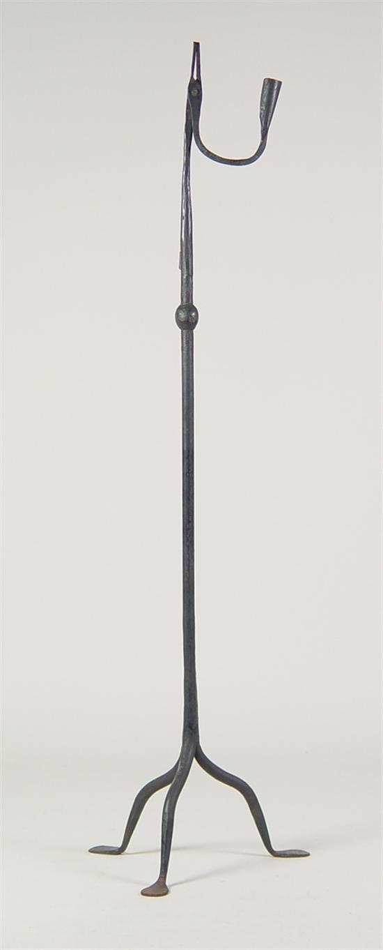 Appraisal: Wrought Iron Taper Candlestand Hinged taper and candle holder Simple