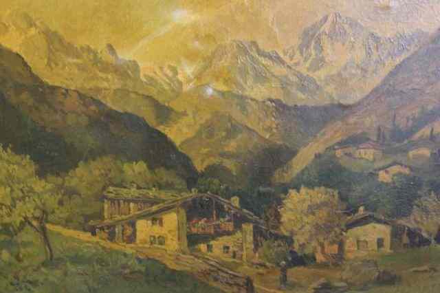 Appraisal: CERGOLI Luigi O C Mountain Landscape with Housesand Figure Signed