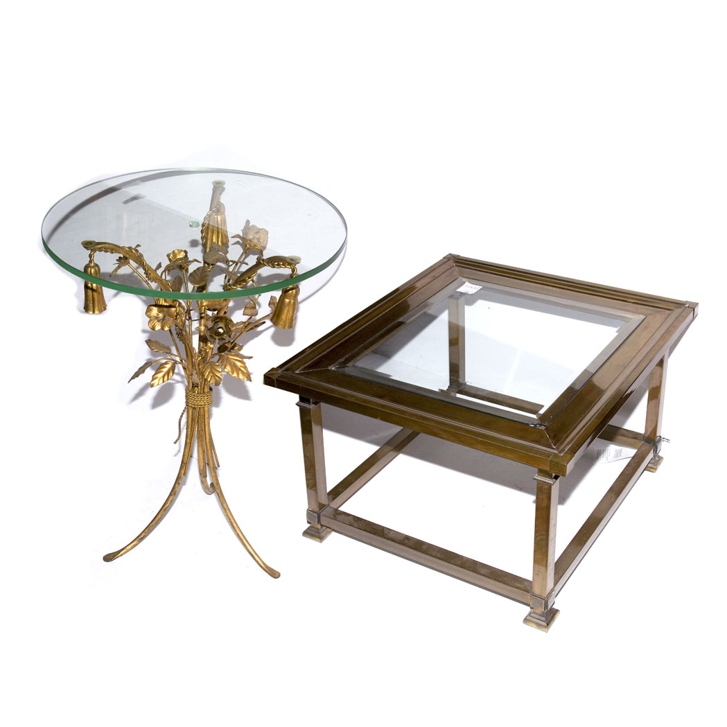 Appraisal: Two Brass and Glass Occasional Tables