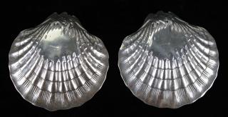 Appraisal: pair of sterling seashell dishes with cherubs approx d troy