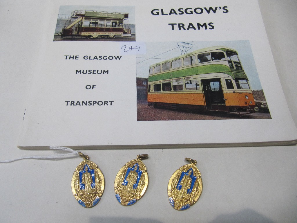 Appraisal: Lot comprising three silver gilt and enamel transport service medals