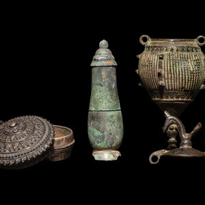 Appraisal: A Group of Three Silver and Bronze Vessels comprising an