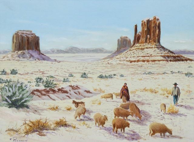 Appraisal: Framed acrylic on canvas painting Navajo Shepherds in Monument Valley