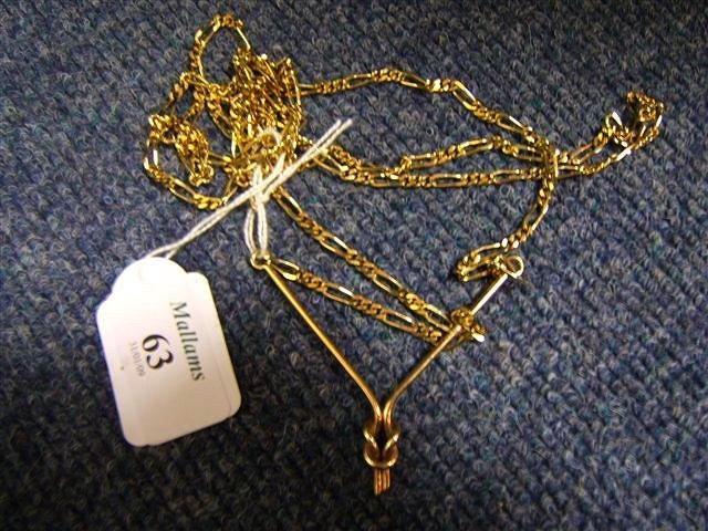 Appraisal: A ct gold knot pendant and two chains