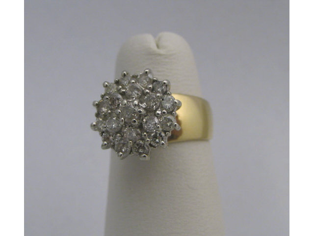 Appraisal: K yellow gold lady's diamond cluster ring with round diamonds