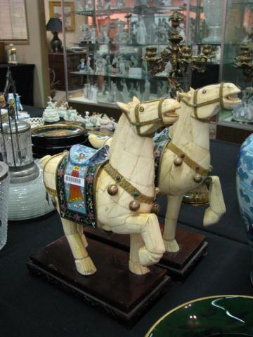 Appraisal: Pair of decorative resin horse figures with Cloisonne saddles ''