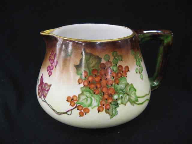 Appraisal: Limoges Porcelain Handpainted Cider or Juicepitcher grape vine design dated