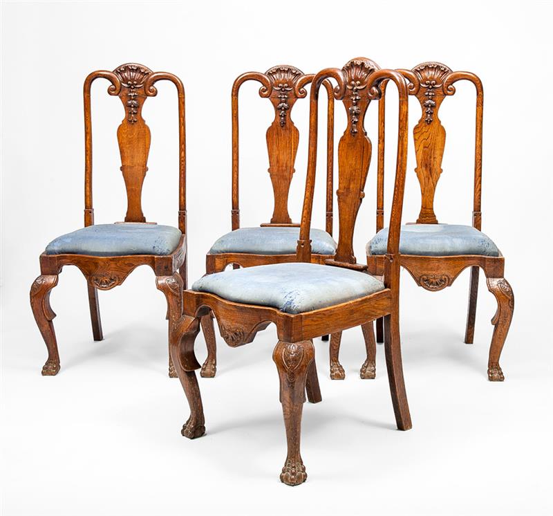 Appraisal: Set of Four Dutch Rococo Style Carved Oak Side Chairs