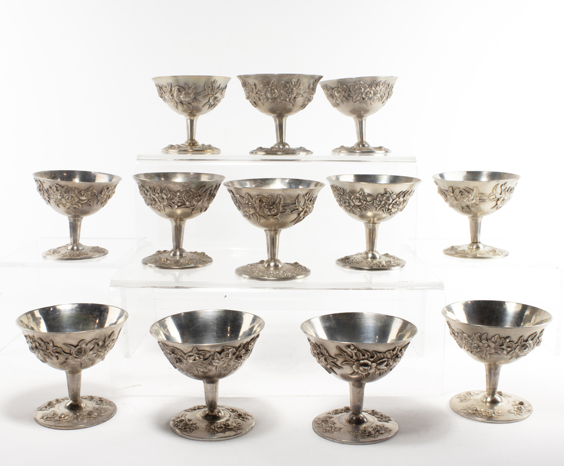 Appraisal: SET OF TWELVE CHINESE EXPORT STERLING GOBLETS Set of twelve