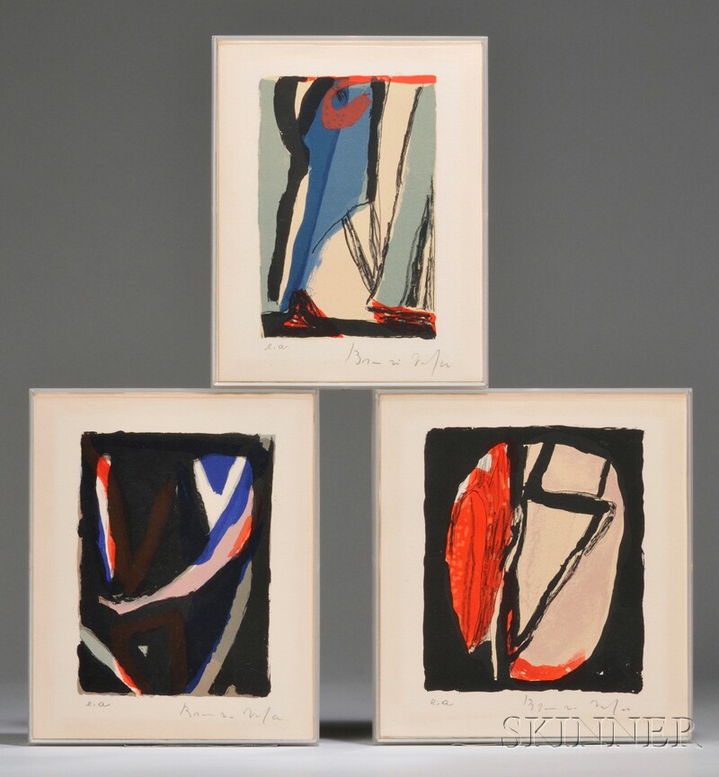 Appraisal: Bram van Velde Dutch - Four Abstract Compositions Each signed