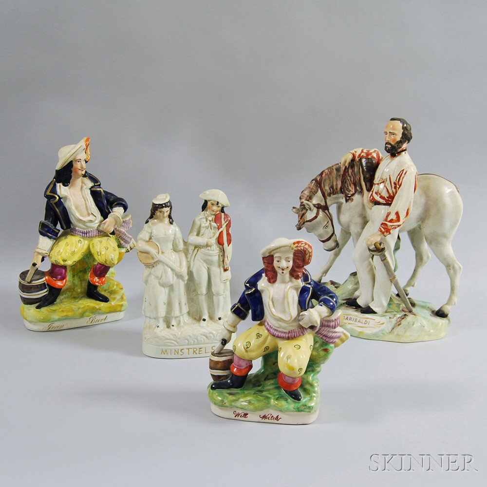 Appraisal: Four Staffordshire Earthenware Figures th th century two titled Garibaldi