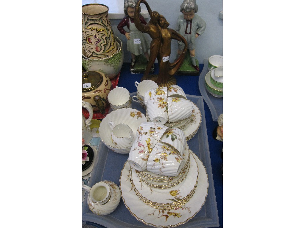 Appraisal: Lot comprising Edwardian teaset plaster Art Deco figure of a