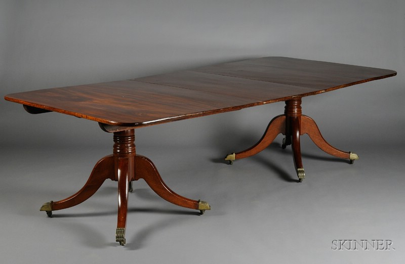 Appraisal: Victorian Mahogany Two-pedestal Dining Table th century rectangular top with