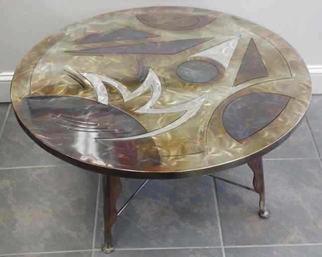 Appraisal: Midcentury Style Torch Cut and Tri-patinatedOccasional Table From an attorney's