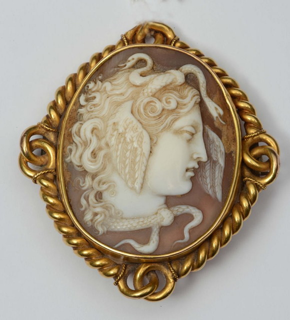 Appraisal: A VICTORIAN CAMEO of oval form featuring the head of