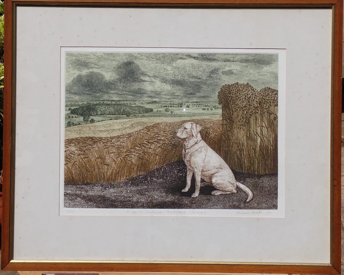 Appraisal: Norman Webster b A dog in landscape Oswaldkirk Yorkshire artist